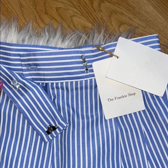 NWT The Frankie Shop Bea Stripe Suit Pants White Light Blue Small - Picture 6 of 13